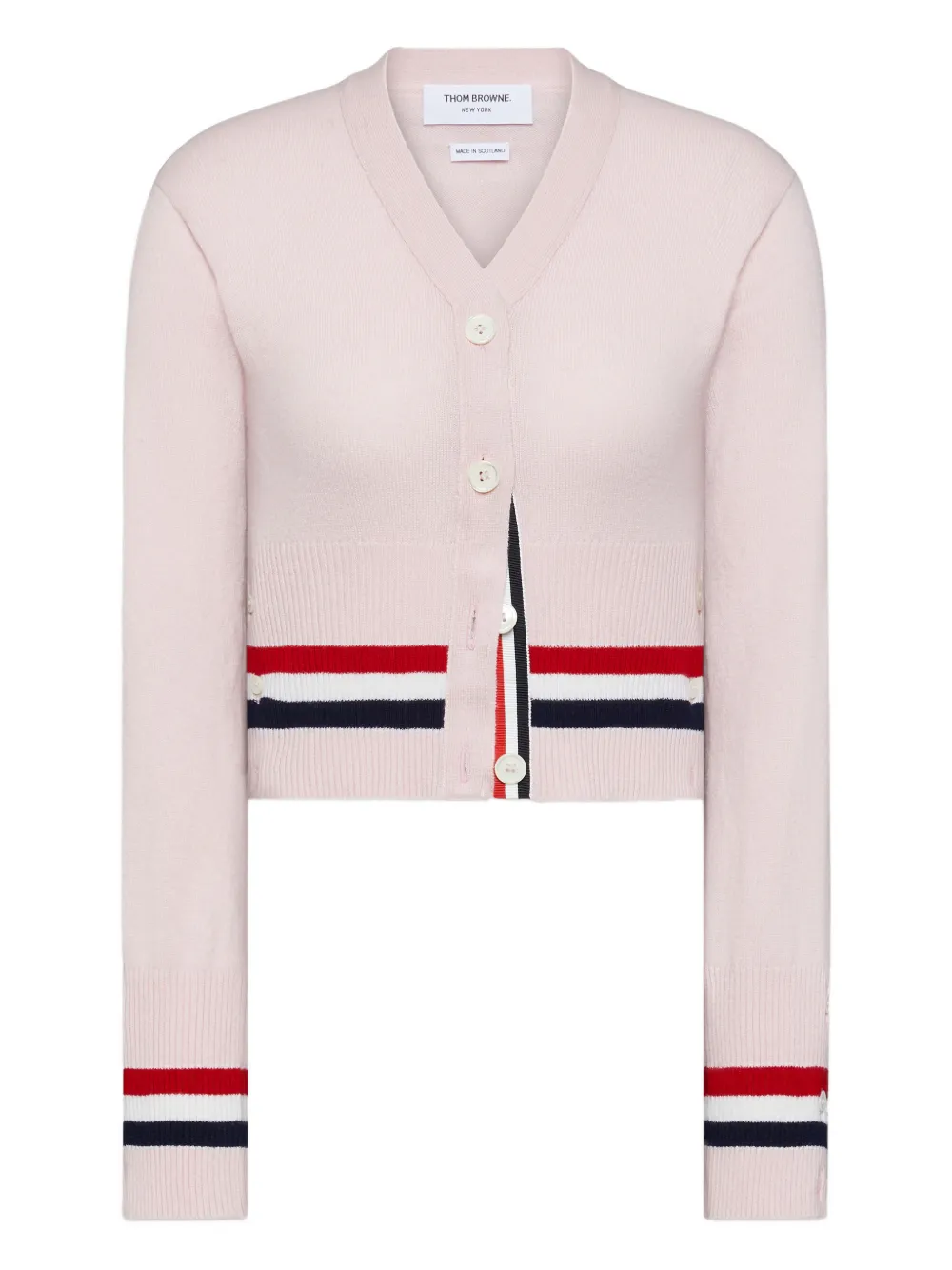 Thom Browne striped shrunken cardigan - Pink