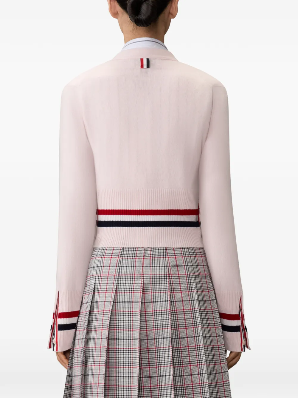 Thom Browne Kasjmier vest met RWB streep Roze