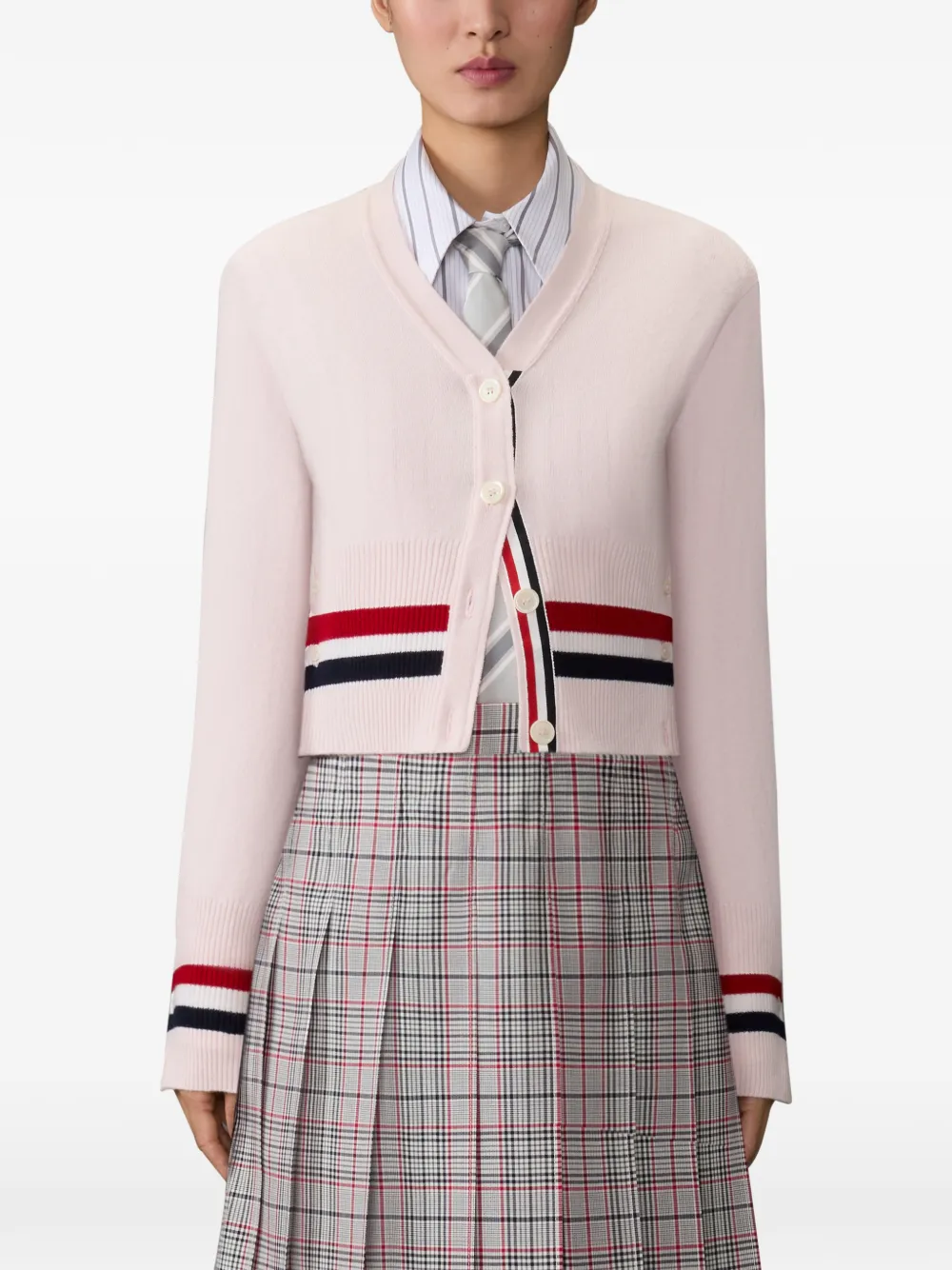  Thom Browne Cardigan à Rayures - Rose 