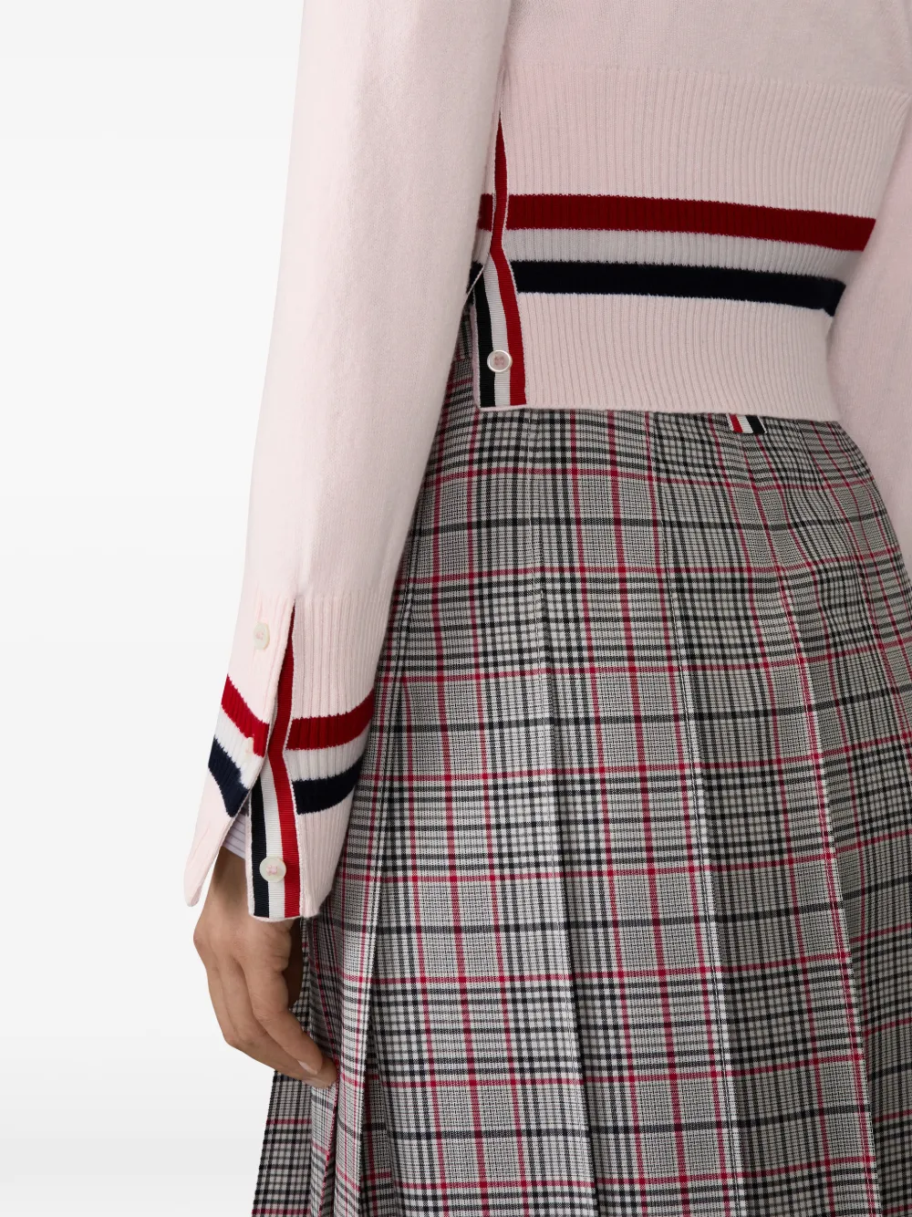 Thom Browne Kasjmier vest met RWB streep Roze