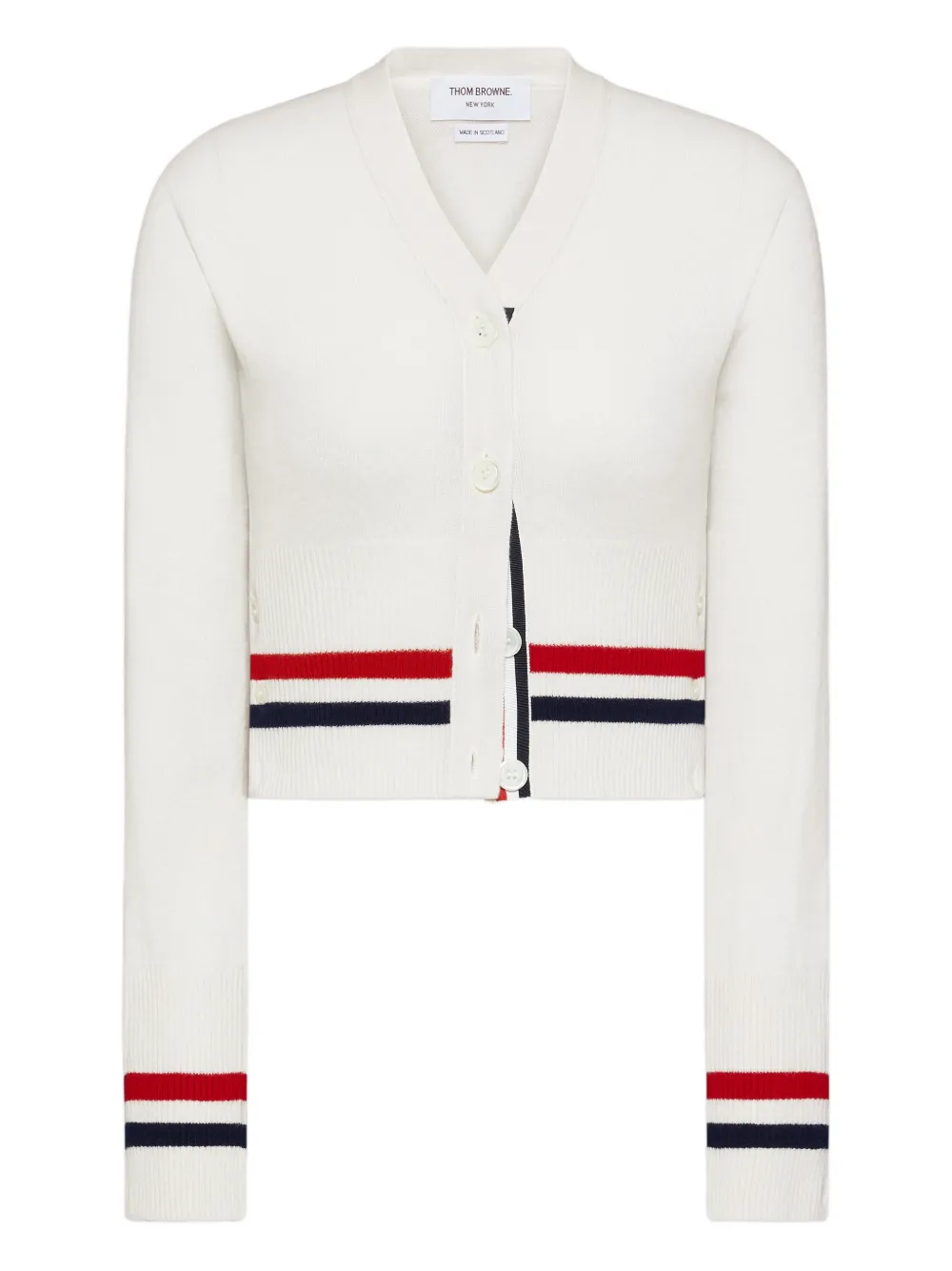 Thom Browne Cardigan con banda RWB - Bianco