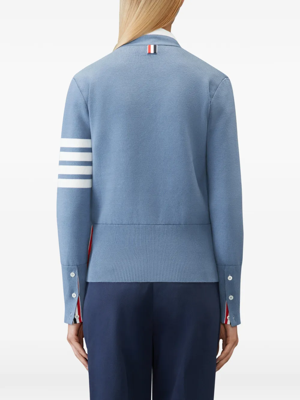 Thom Browne Milano vest met 4 strepen en V-hals Blauw