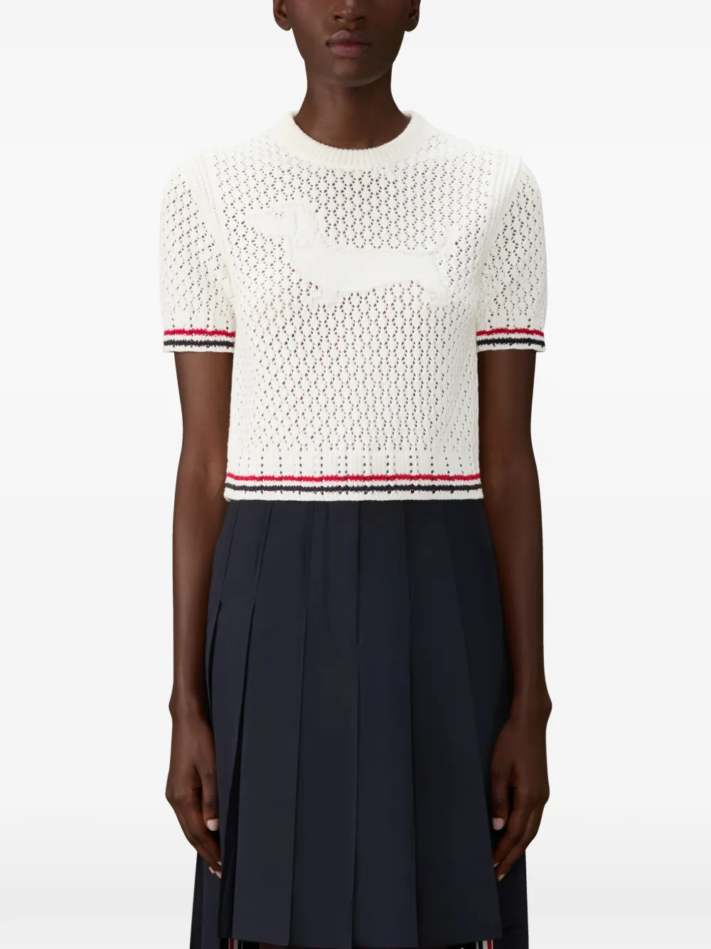 Thom Browne Hector RWB katoenen T-shirt met stiksels Wit