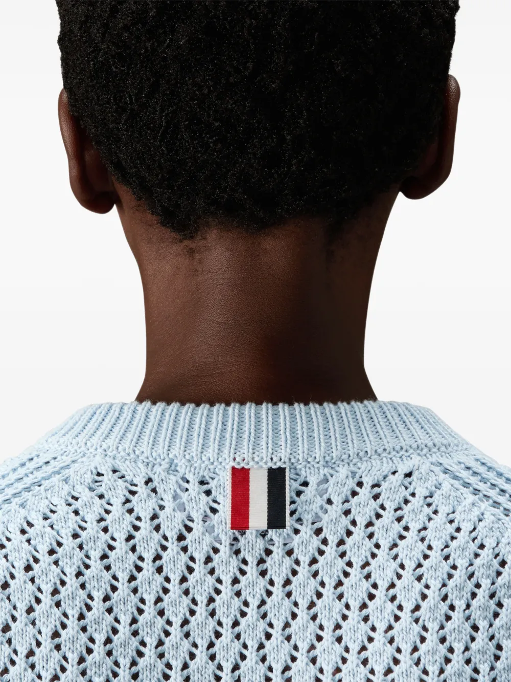 Thom Browne Hector RWB katoenen T-shirt met stiksels Blauw