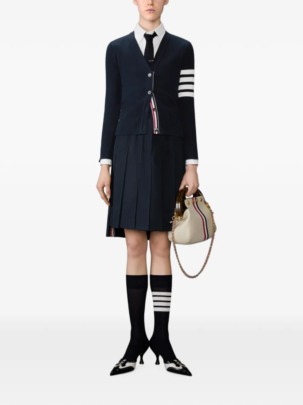 Thom Browne Geplooide katoenen rok Blauw