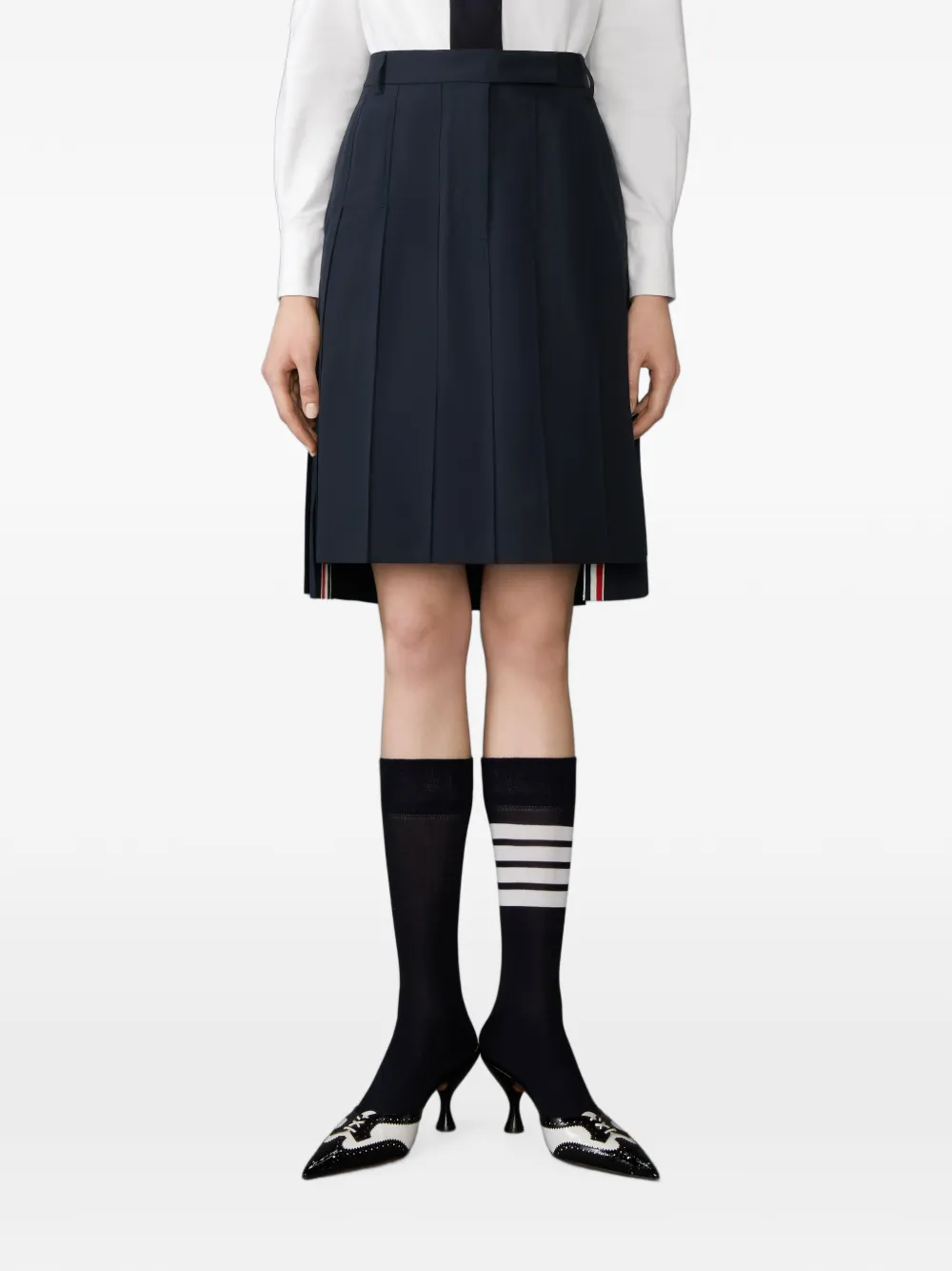 Thom Browne Geplooide katoenen rok Blauw