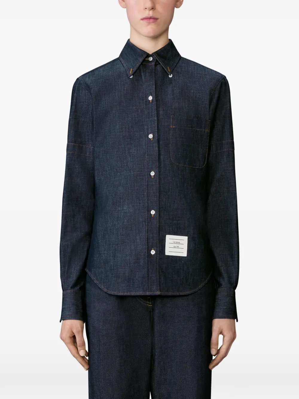  Thom Browne Armband Denim Shirt - Blue 