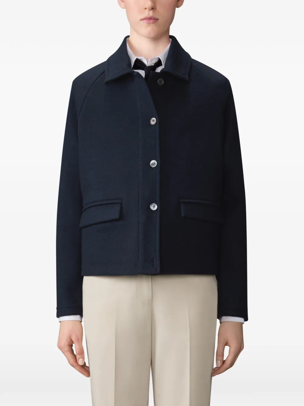 Thom Browne Double-face Jacquard Jacket In Blue
