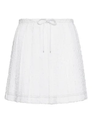Prada エンブロイダリー リネンスカート | ホワイト | FARFETCH JP