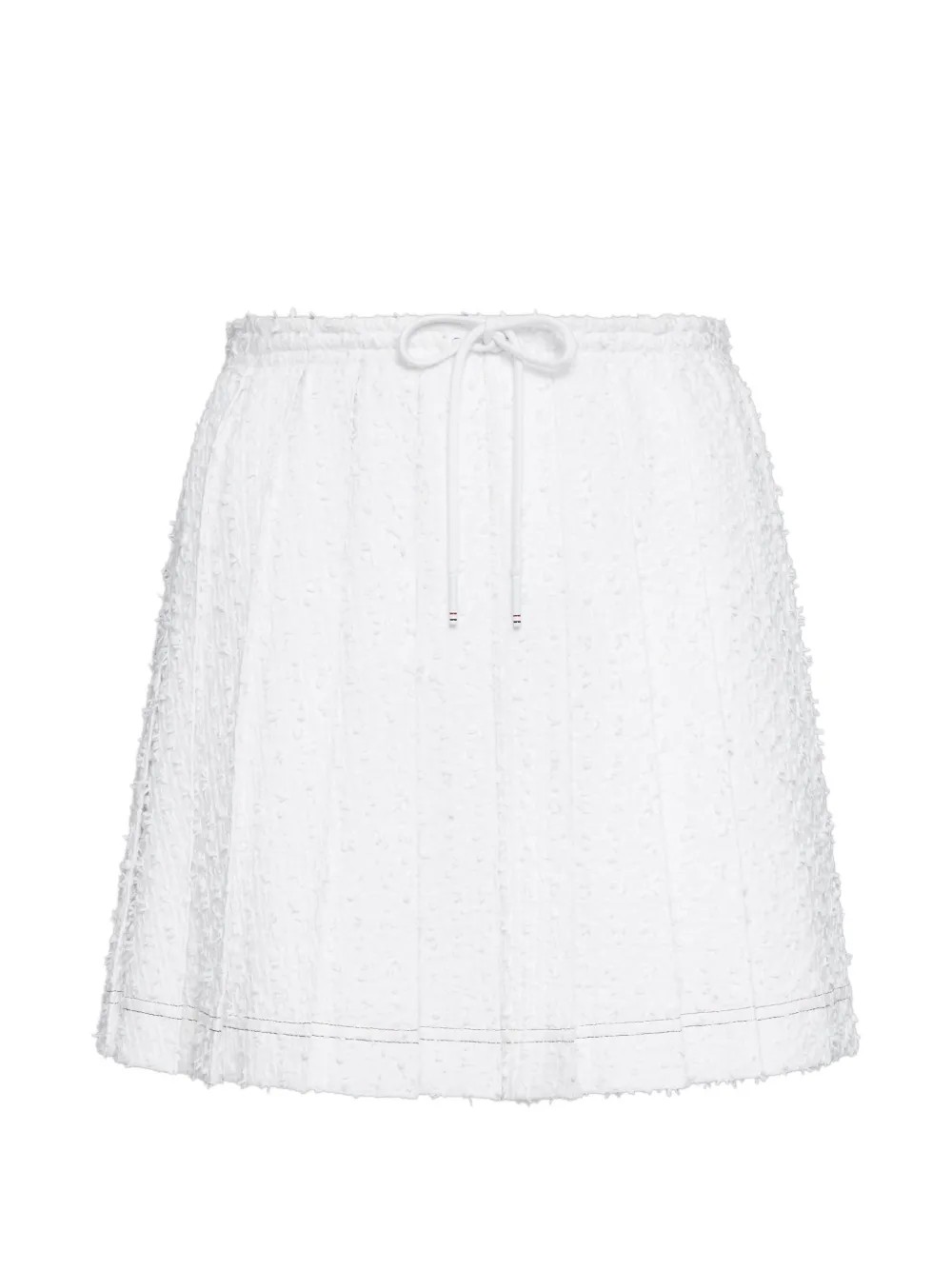 Thom Browne Eyelash tweed mini-plooirok met trekkoord Wit