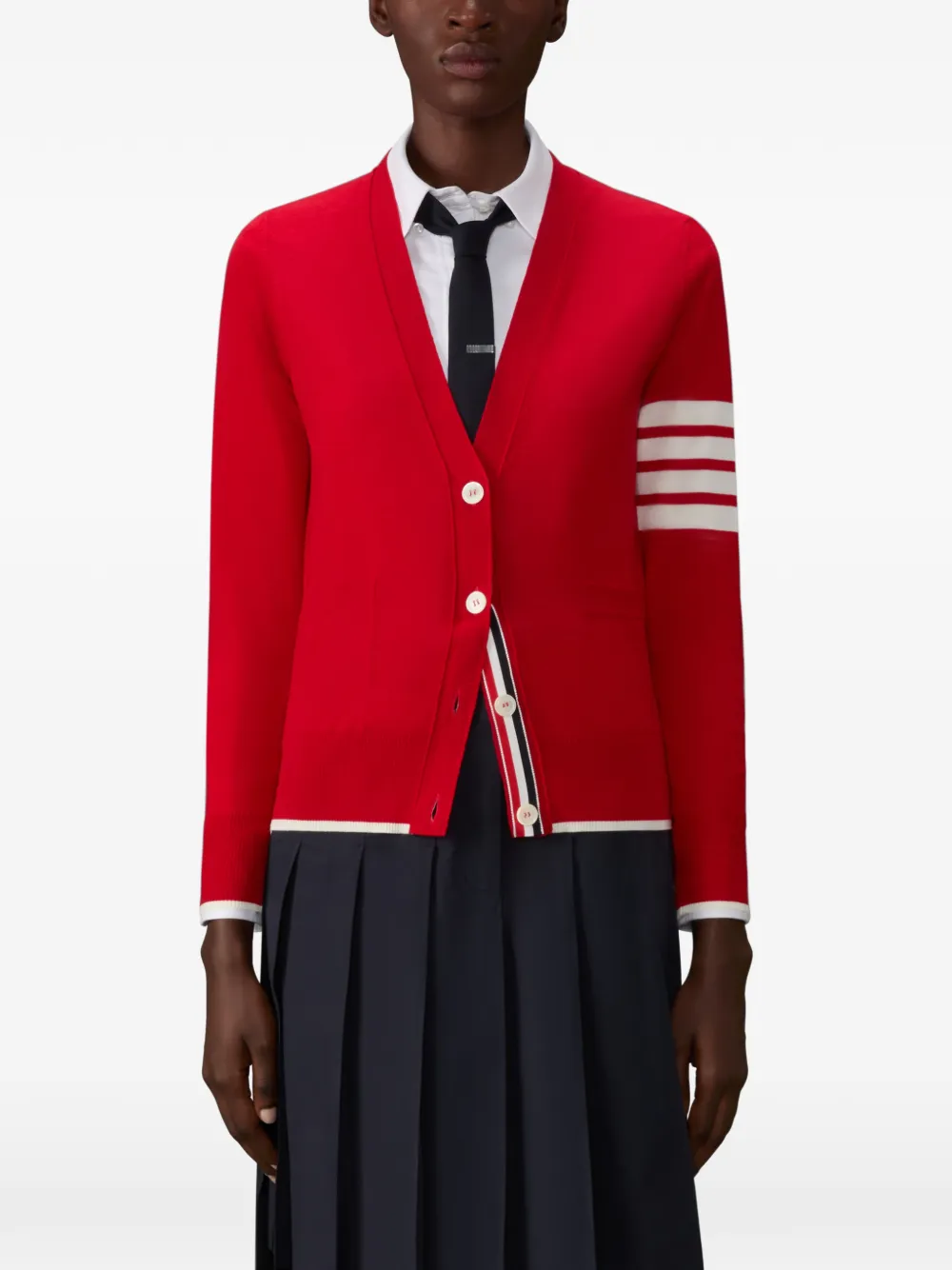 Thom Browne 4-bar fine wool cardigan Rood