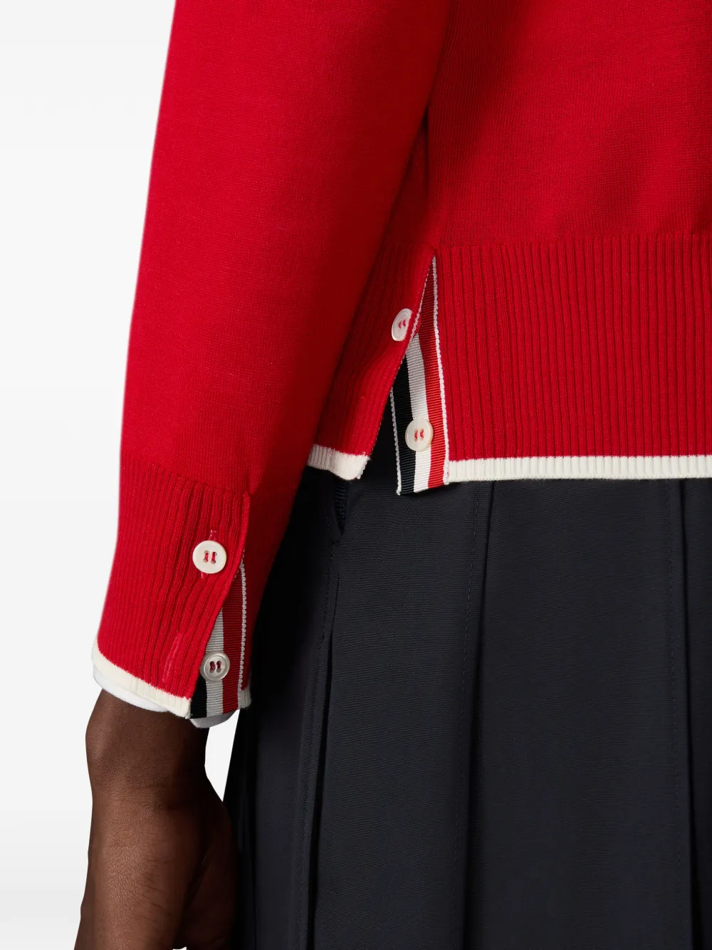 Thom Browne 4-bar fine wool cardigan Rood