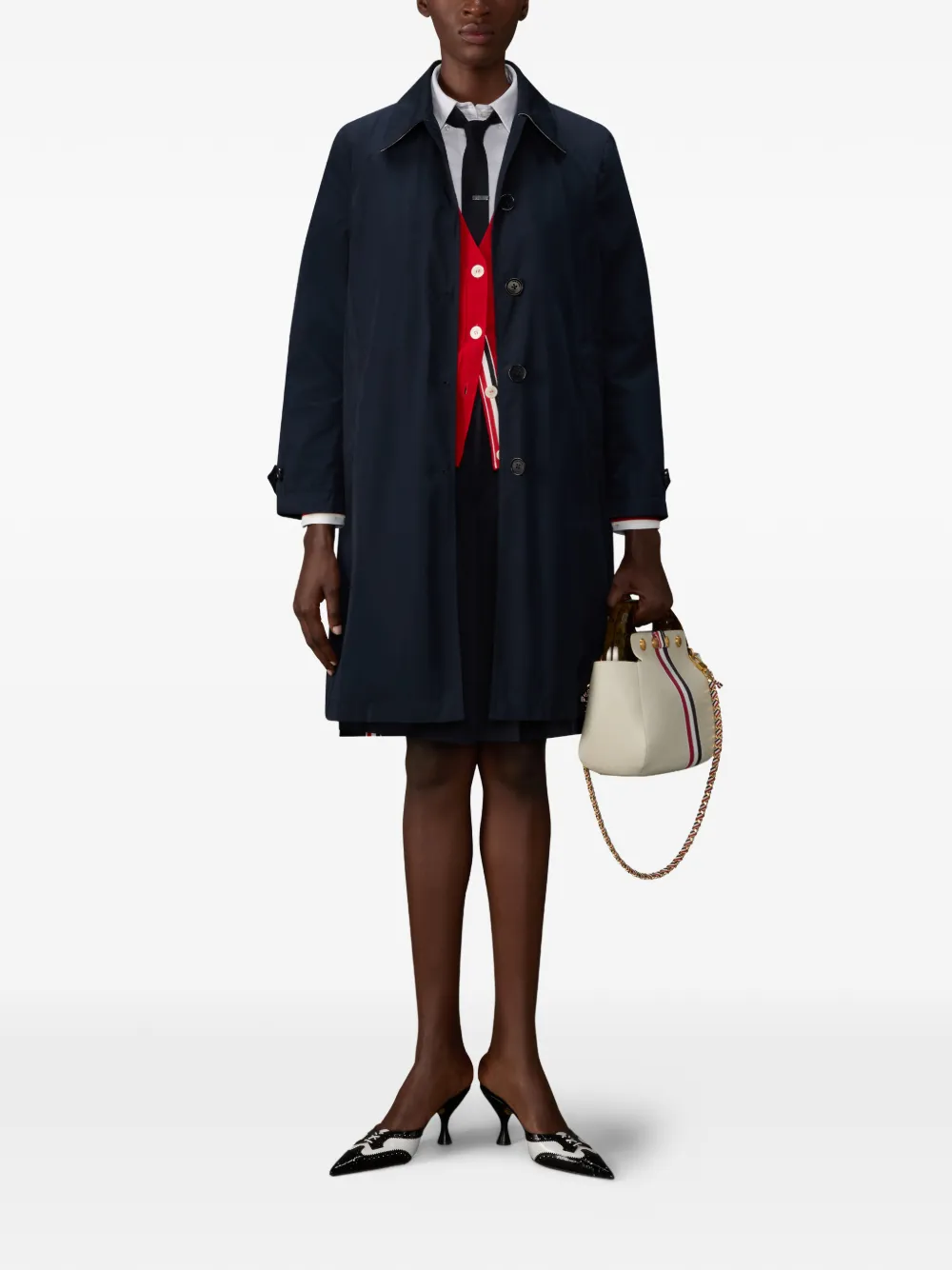 Thom Browne 4-bar fine wool cardigan Rood