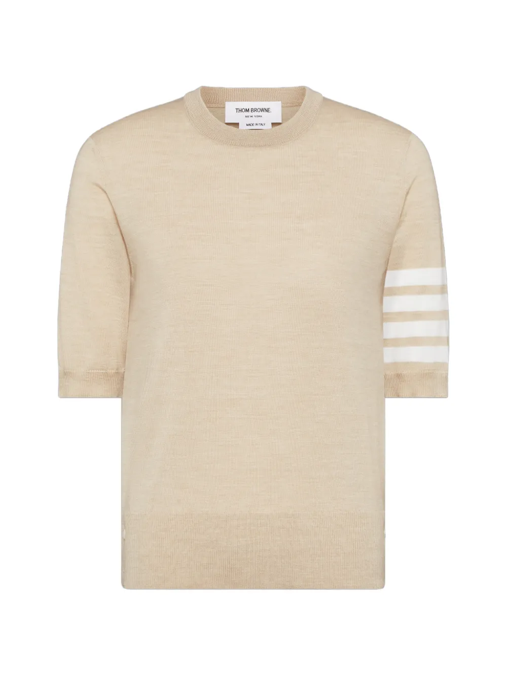 Thom Browne 4-Bar T-shirt van merinowol Beige