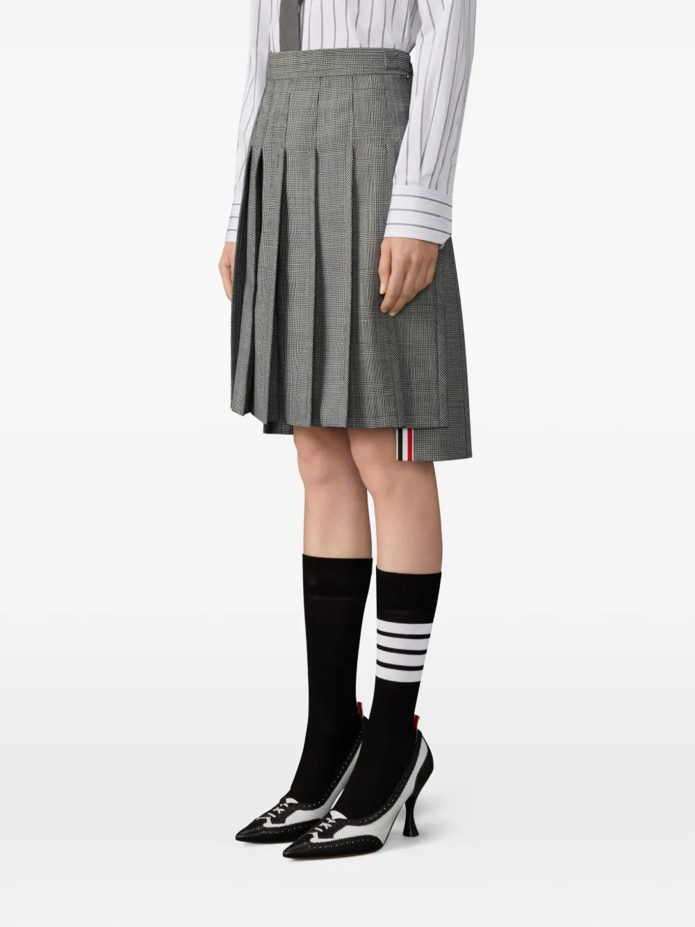 Thom Browne Midi-rok met pied-de-poule print Grijs
