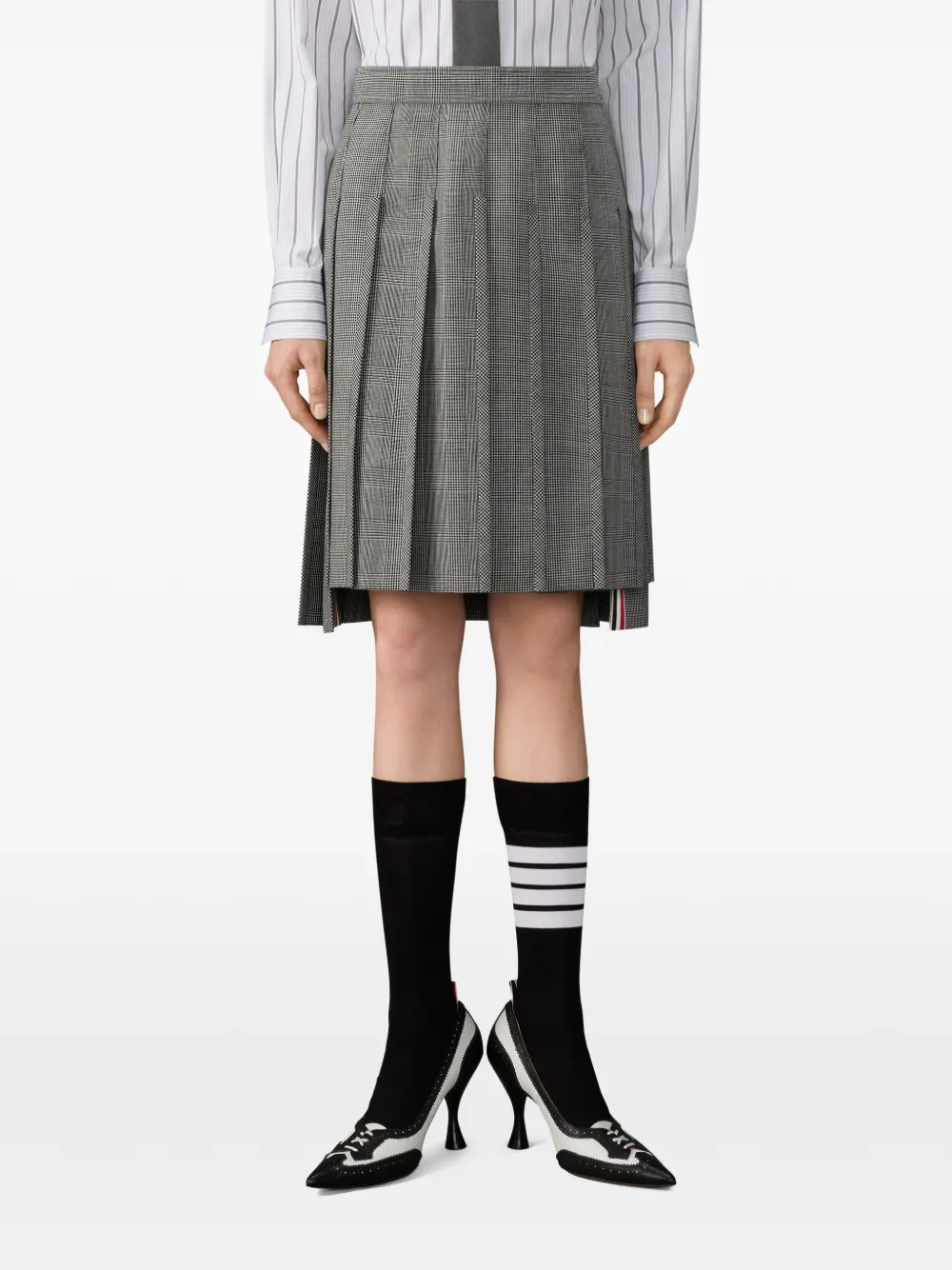 Thom Browne Midi-rok met pied-de-poule print Grijs