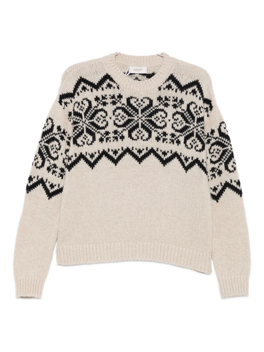 Agnona Patterned Sweater In Neutral