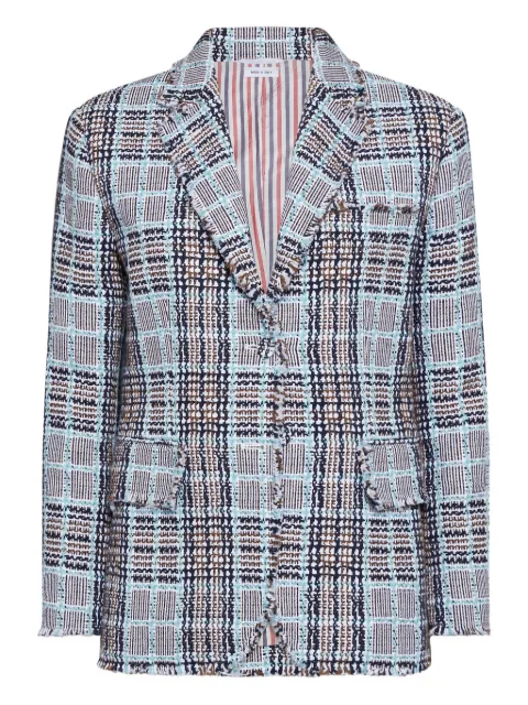 Thom Browne frayed plaid check blazer