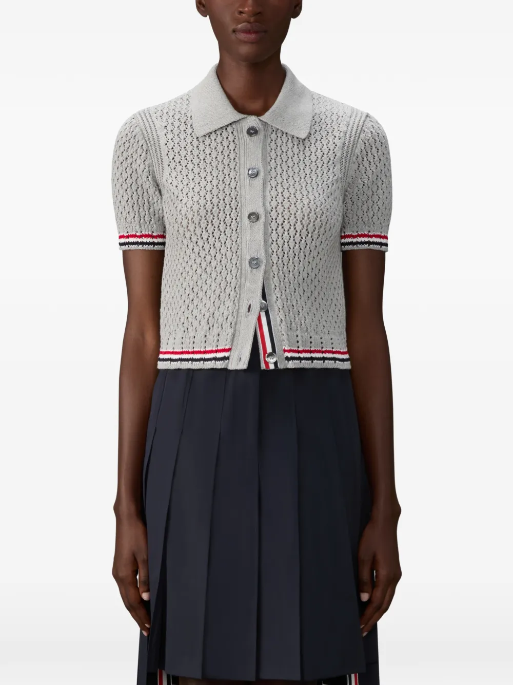 Thom Browne Hector pointelle vest met korte mouwen Grijs