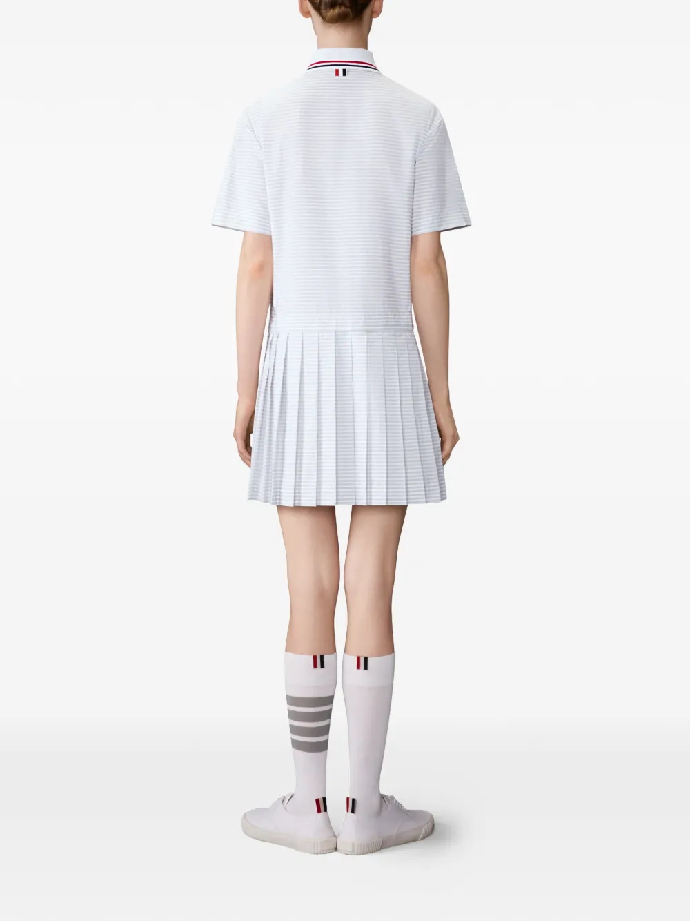 Thom Browne Hairline 4-Bar mini-jurk met plooien Wit