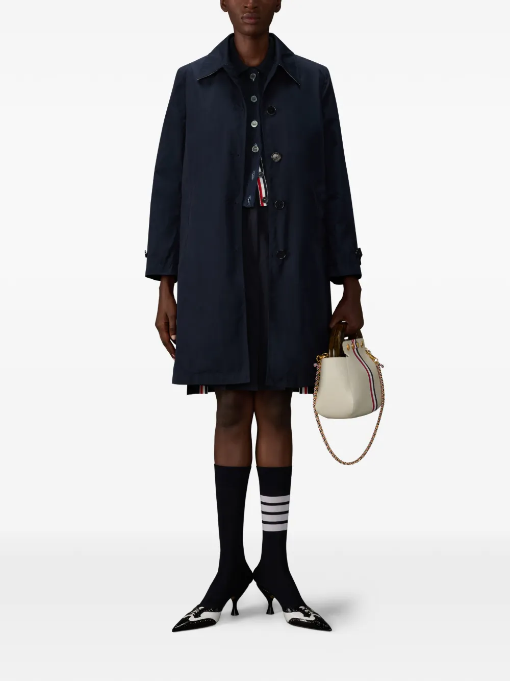 Thom Browne Hector Pointelle Short Sleeve Cardigan - Blue 