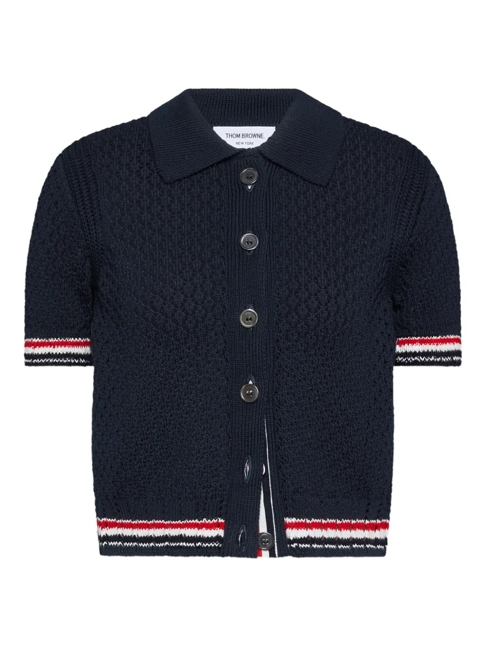 Thom Browne Cardigan Hector a maniche corte - Blu