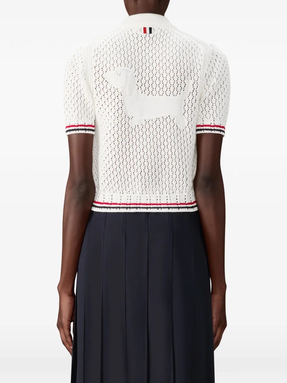 Thom Browne Vest met korte mouwen en puntige neus Wit