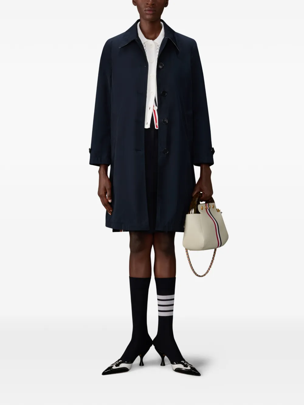  Thom Browne Pointed Short-sleeve Cardigan - White 
