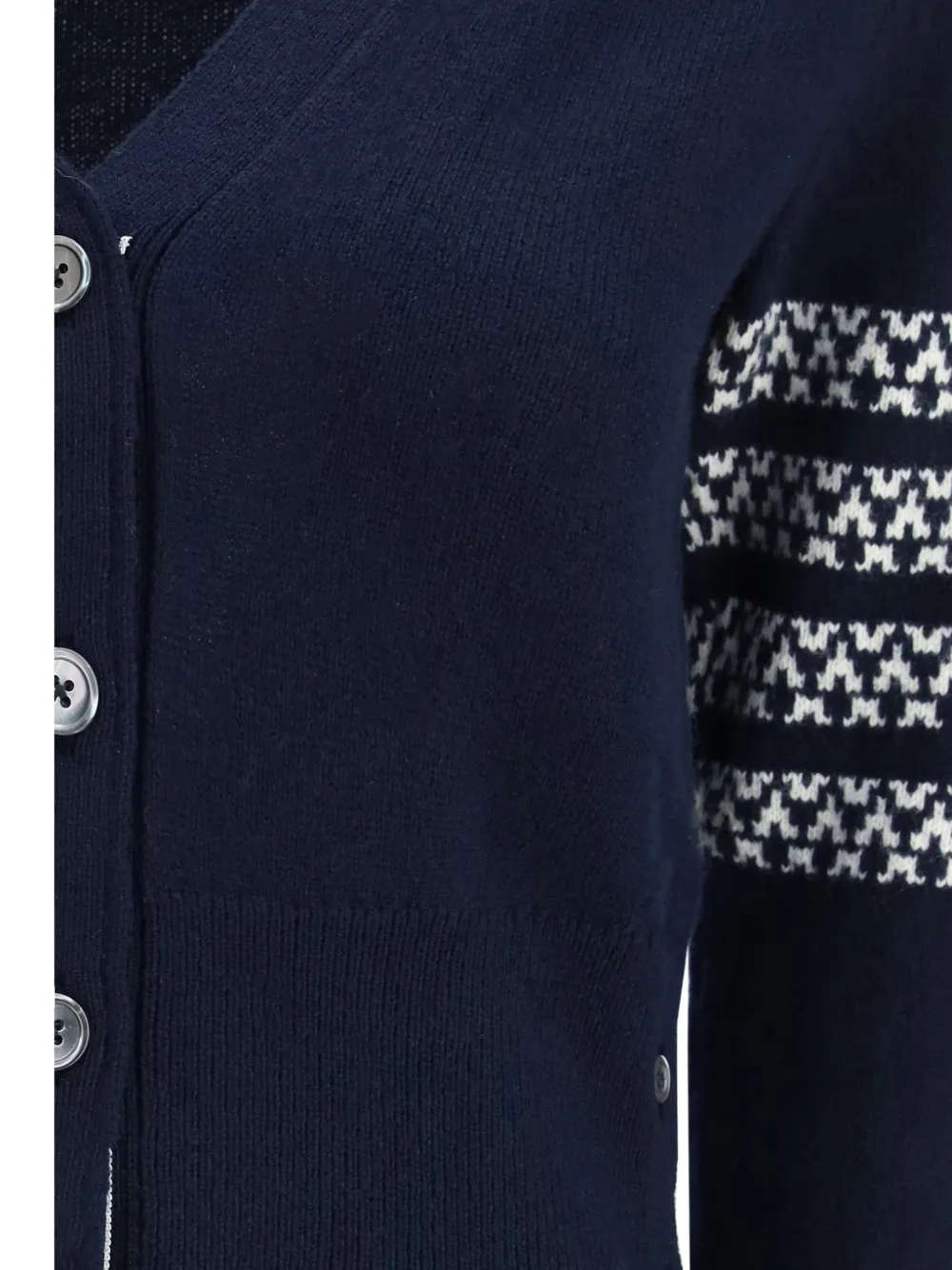 Thom Browne Holiday Merino Hector Intarsia Cardigan In Black