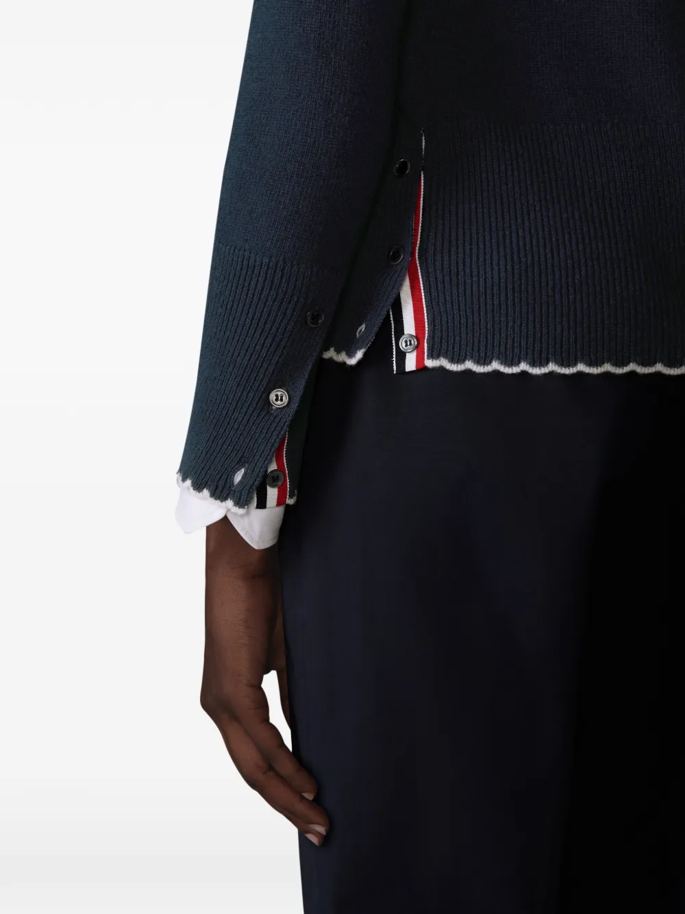 Thom Browne Vest met V-hals en vier strepen Blauw
