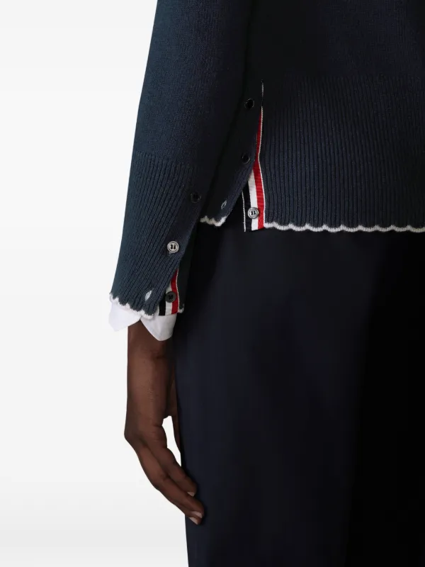Thom Browne ストライプ Vネックカーディガン | ブルー | FARFETCH JP