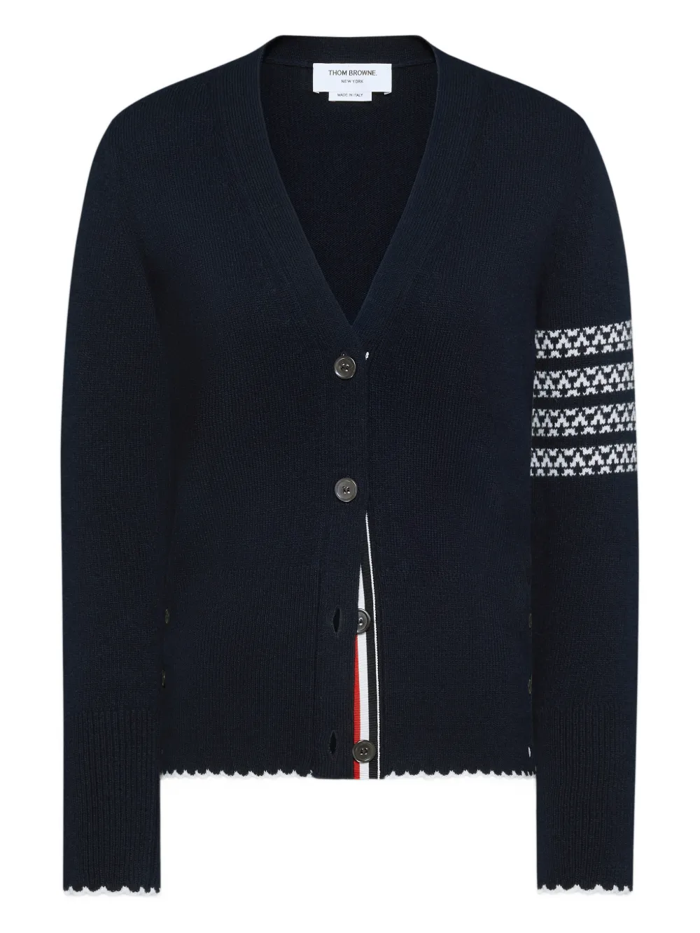 Thom Browne HOLIDAY MERINO HECTOR INTARSIA CARDIGAN - 415 NAVY