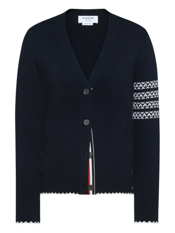 Thom Browne ストライプ Vネックカーディガン | ブルー | FARFETCH JP
