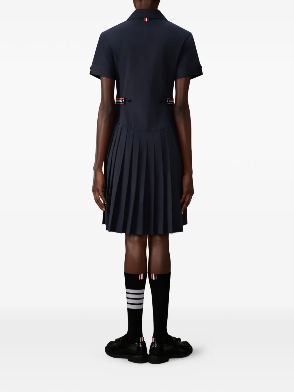 Thom Browne Jurk met plooien en reverkraag Blauw