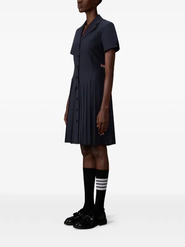 Thom Browne Buttoned Pleated Midi Dress - Blue