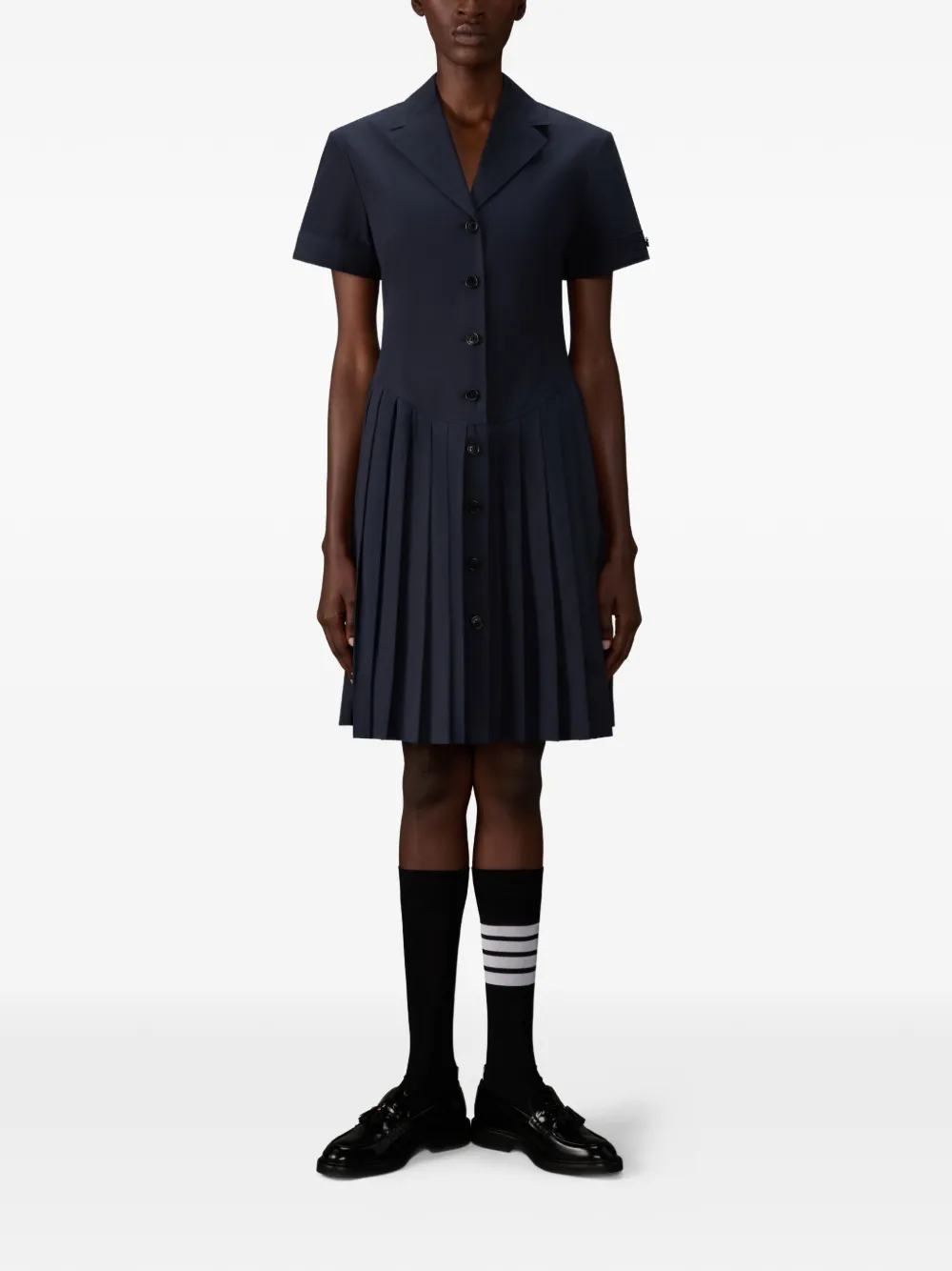  Thom Browne Buttoned Pleated Midi Dress - Blue 