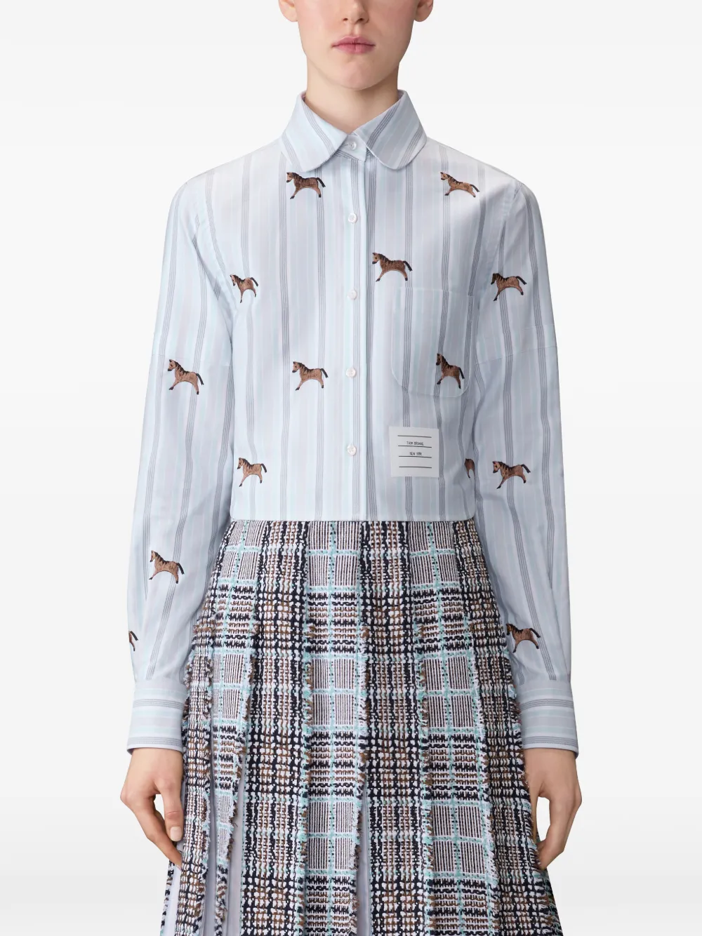 striped horse cropped shirt