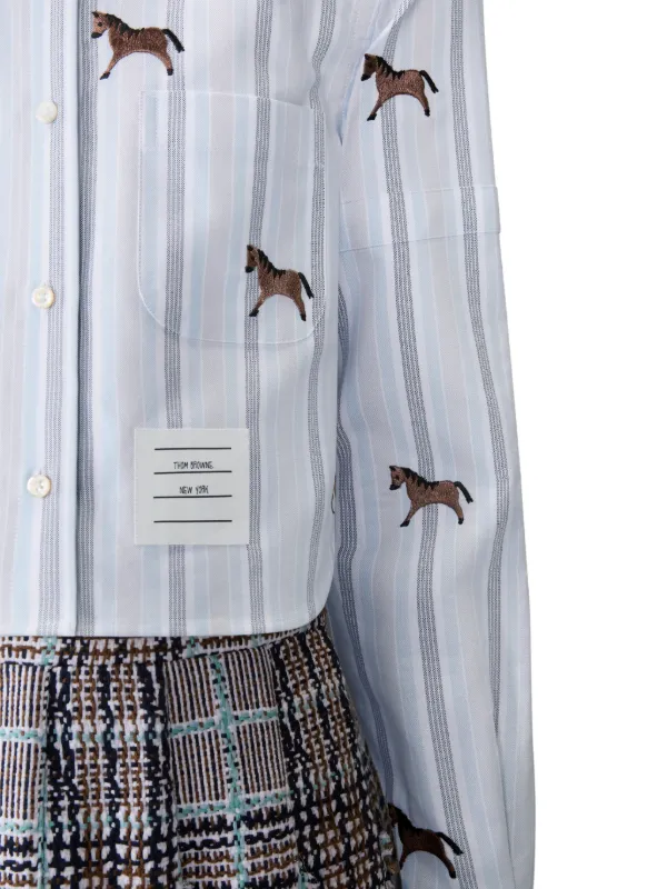 Thom Browne ストライプ ホース クロップドシャツ | ブルー | FARFETCH JP