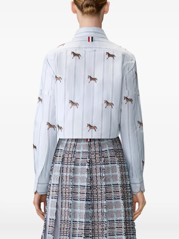 Thom Browne ストライプ ホース クロップドシャツ | ブルー | FARFETCH JP