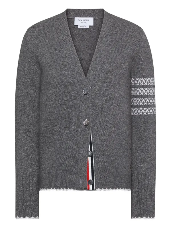 Thom Browne ストライプ Vネックカーディガン | グレー | FARFETCH JP