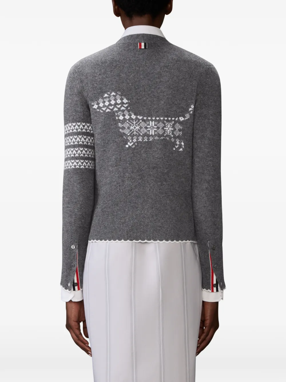 Thom Browne Vest met V-hals en vier strepen Grijs