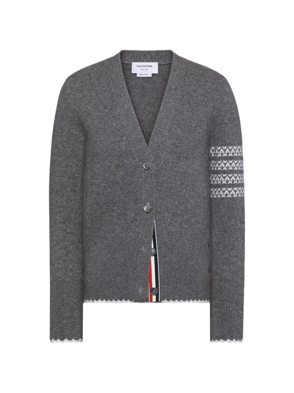 Thom Browne Vest met V-hals en vier strepen Grijs