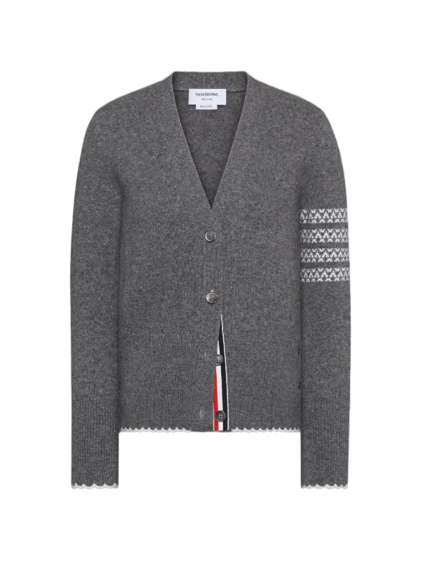 Thom Browne Holiday Merino Hector Intarsia Cardigan in Grey