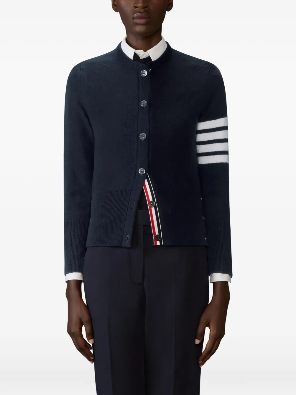  Thom Browne Intarsia 4-bar Intarsia Cardigan - Blue 