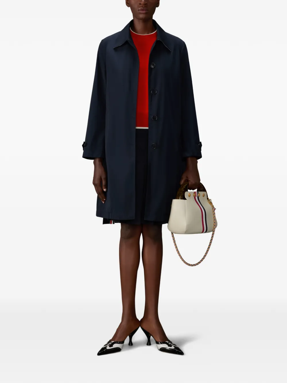 Thom Browne 4-Bar trui van merinowol met korte mouwen Rood