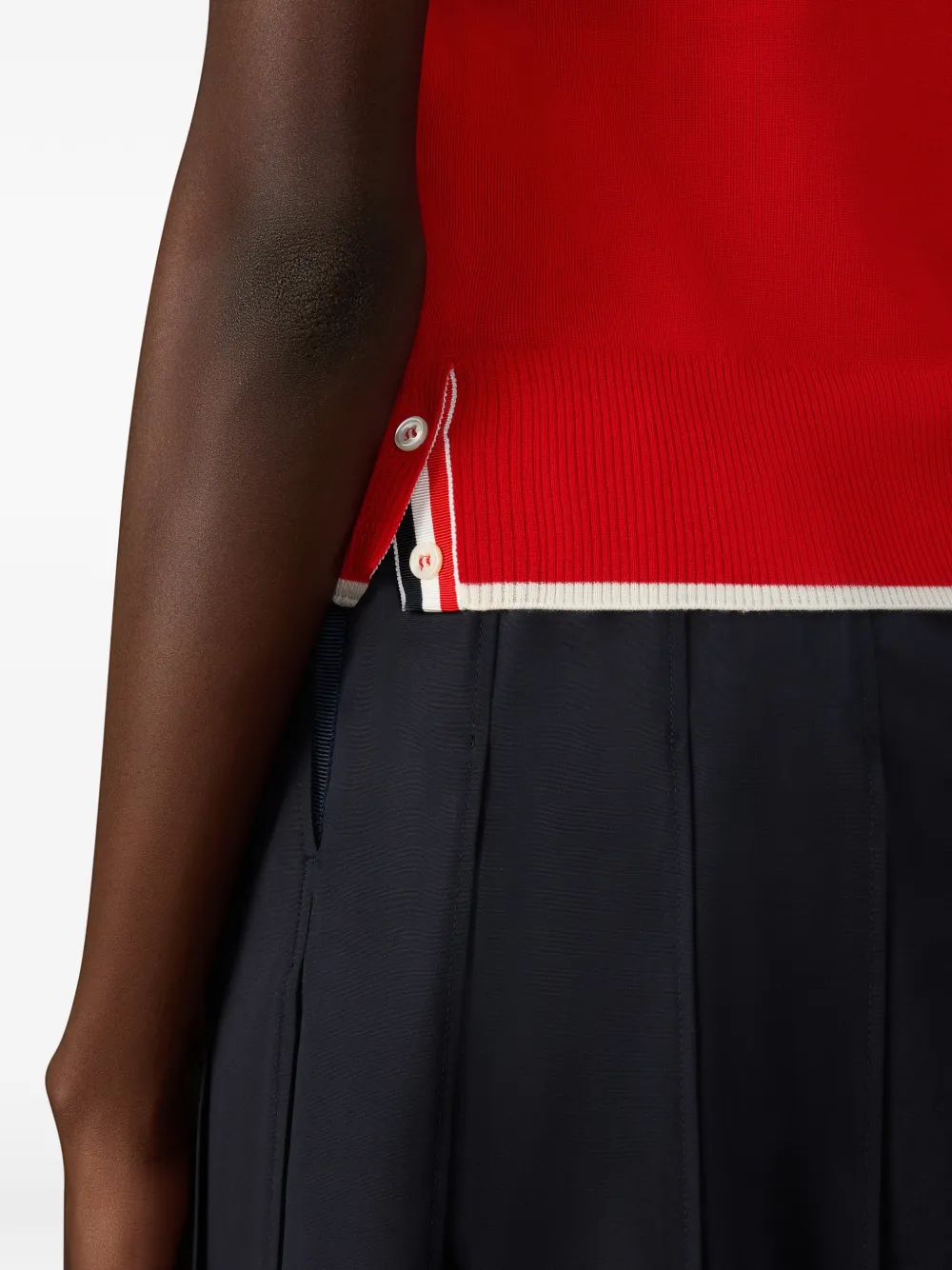 Thom Browne 4-Bar trui van merinowol met korte mouwen Rood