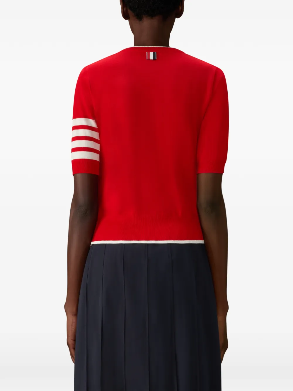 Thom Browne 4-Bar trui van merinowol met korte mouwen Rood