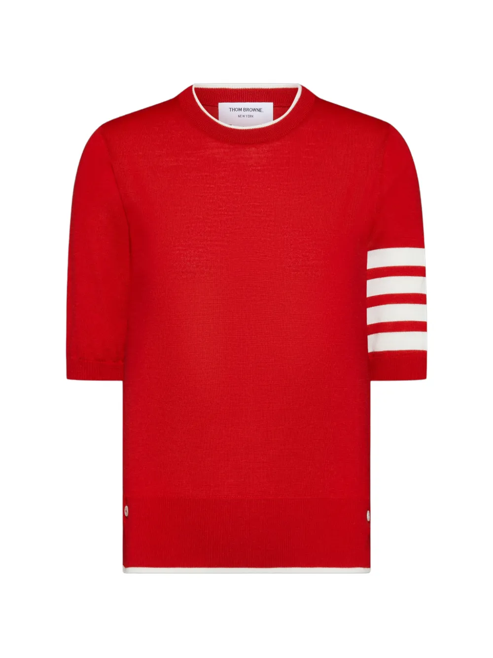 Thom Browne 4-Bar trui van merinowol met korte mouwen Rood