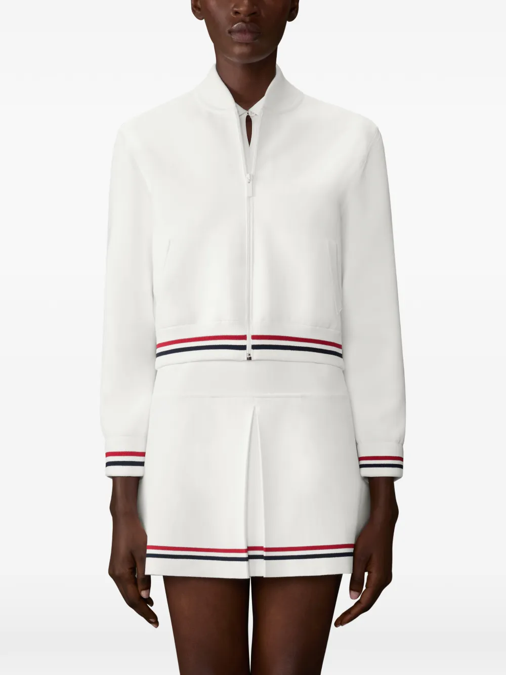  Thom Browne Stripe-detail Bomber Jacket - White 
