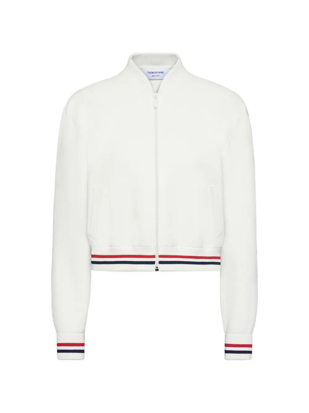 Thom Browne Bomber con dettaglio a righe - Bianco